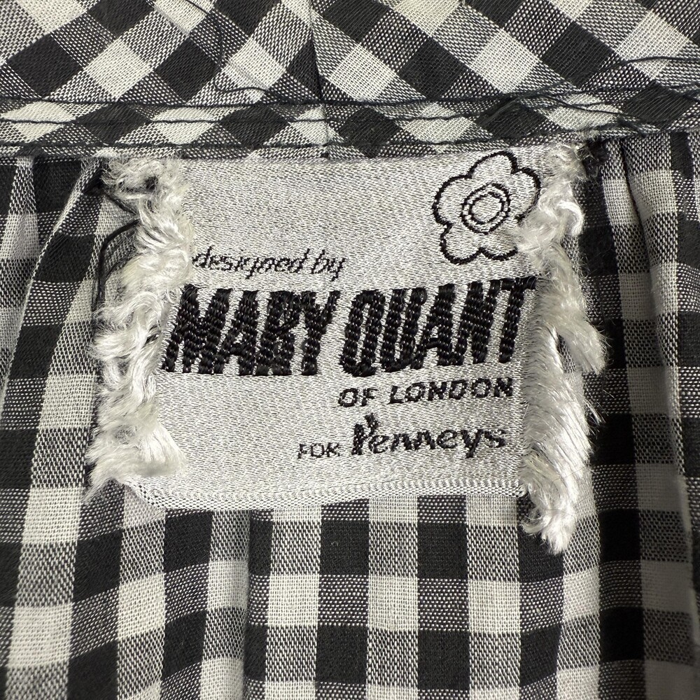 Vintage 60s MARY QUANT Penneys Maxi Wrap Skirt Gingham Ruffle Prairie Black Sz S - Picture 5 of 15